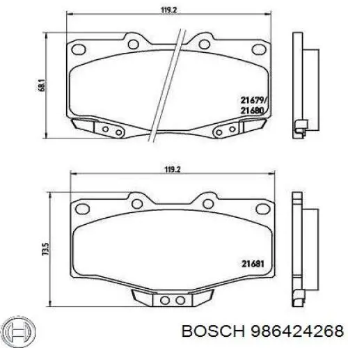 986424268 Bosch Передні гальмівні колодки