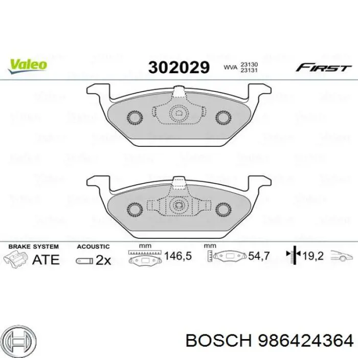 Гальмівні колодки Bosch 986424364 ціна, від 22.17 USD