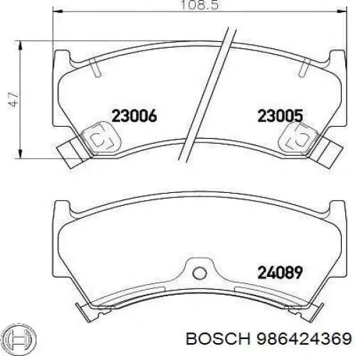 986424369 Bosch колодки гальмівні передні, дискові