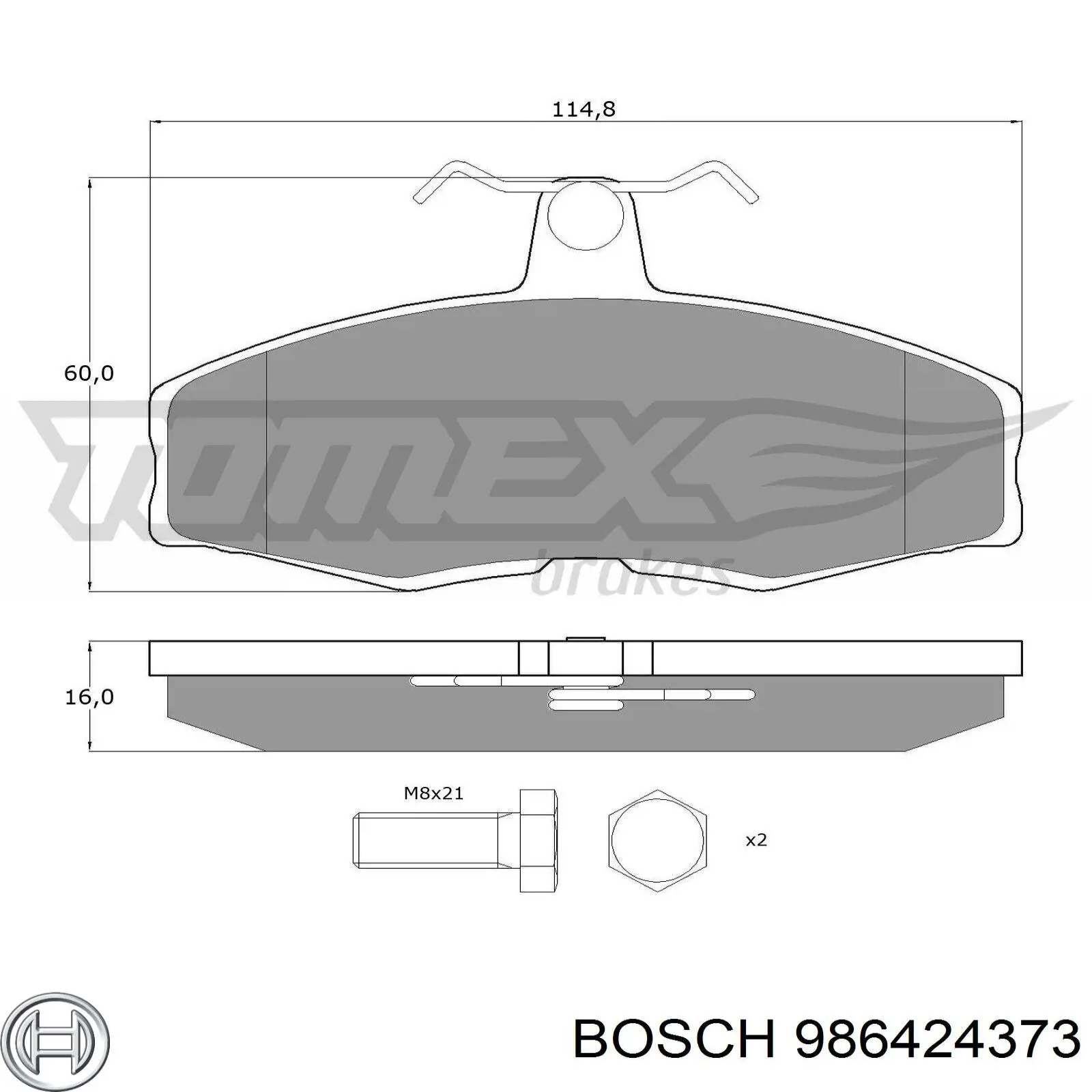 986424373 Bosch Передні гальмівні колодки