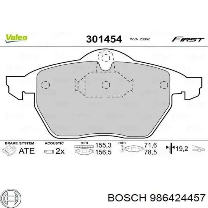 986424457 Bosch Передні гальмівні колодки