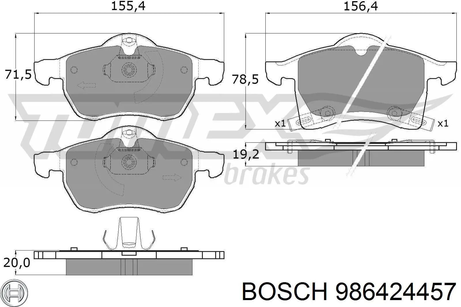 986424457 Bosch колодки гальмівні передні, дискові