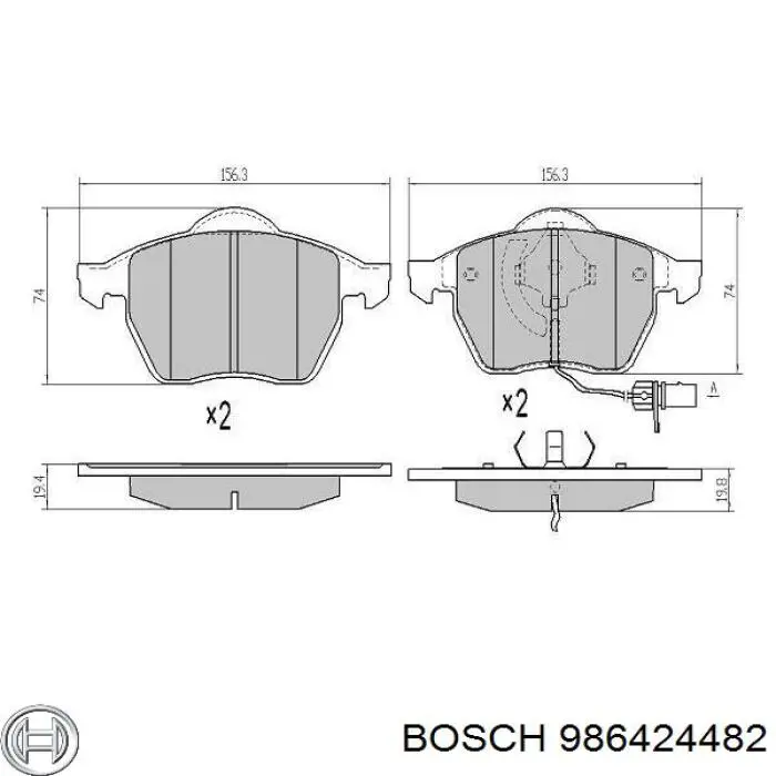Купити 986424482 Bosch Колодки гальмівні передні, дискові