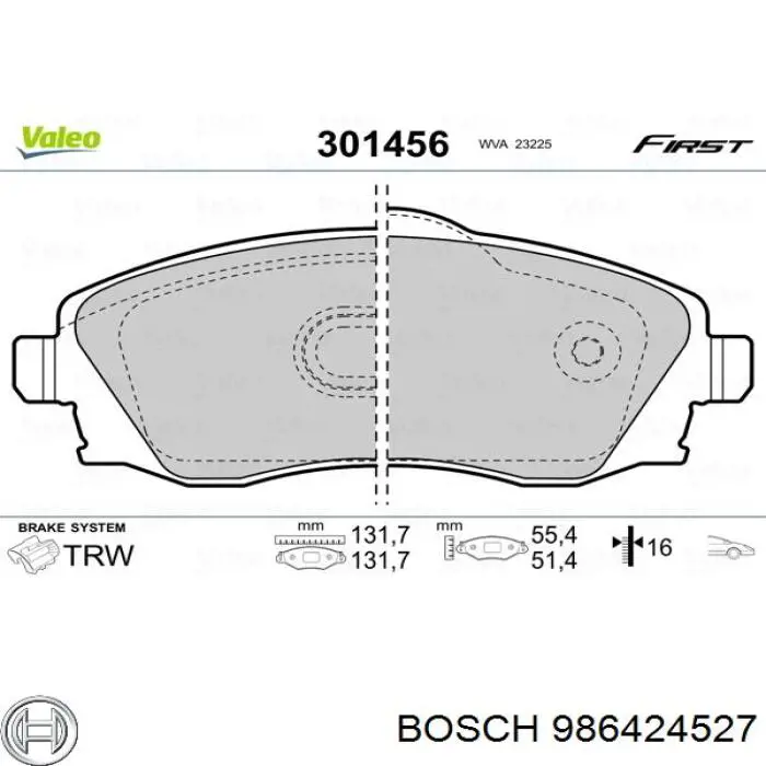 986424527 Bosch колодки гальмівні передні, дискові