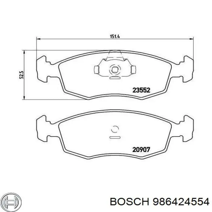 Передні тормозні колодки 986424554 Bosch