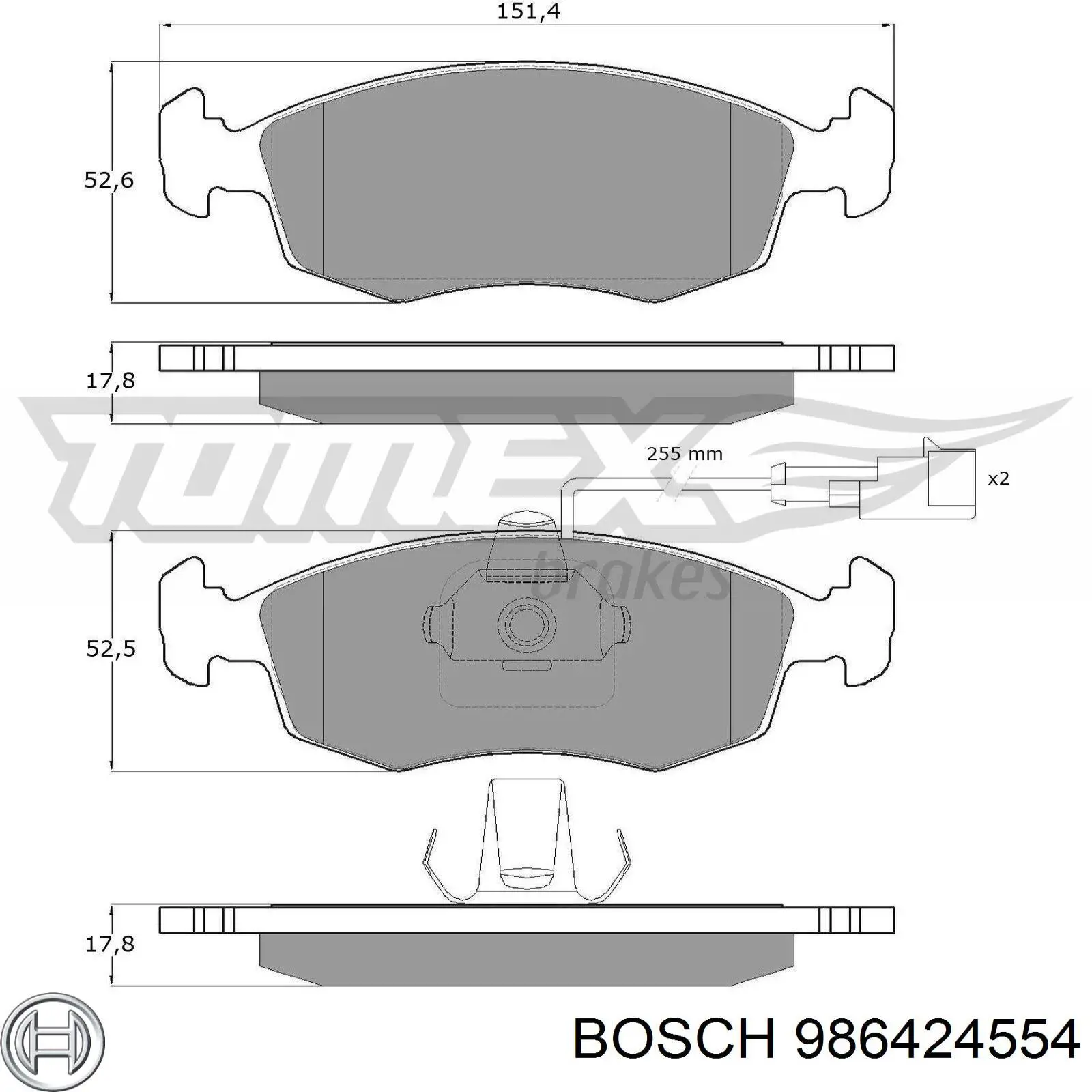 986424554 Bosch Передні гальмівні колодки