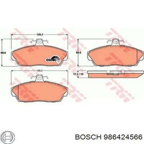 Передні тормозні колодки 986424566 Bosch