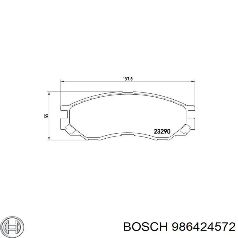 Колодки гальмівні передні, дискові 986424572 Bosch