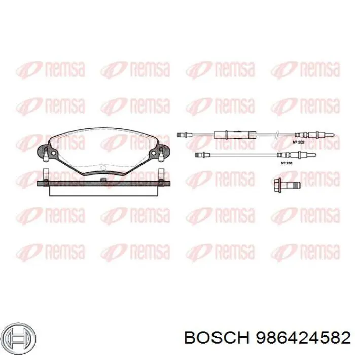 Купити 986424582 Bosch Колодки гальмівні передні, дискові