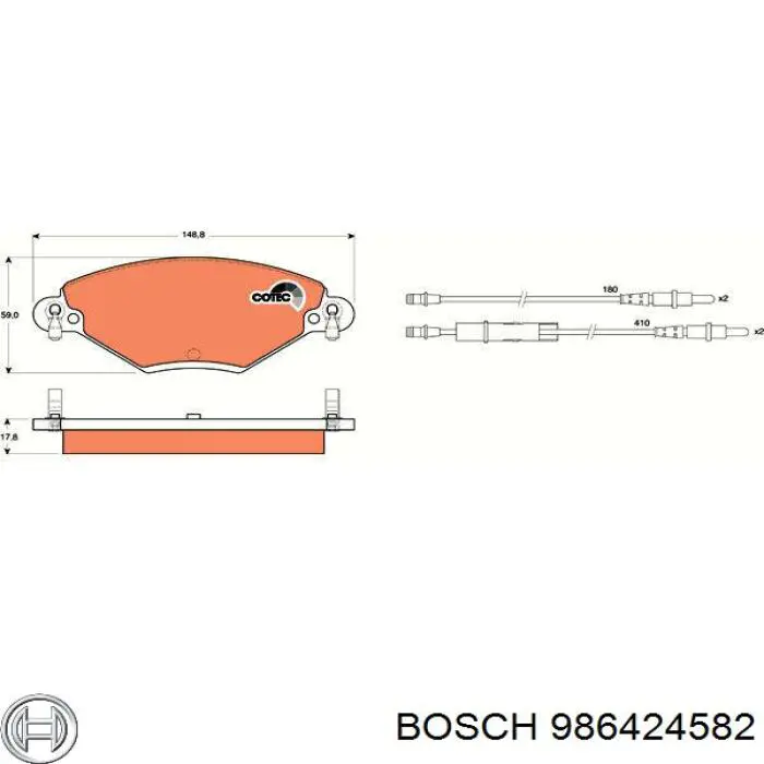 986424582 Bosch Передні гальмівні колодки