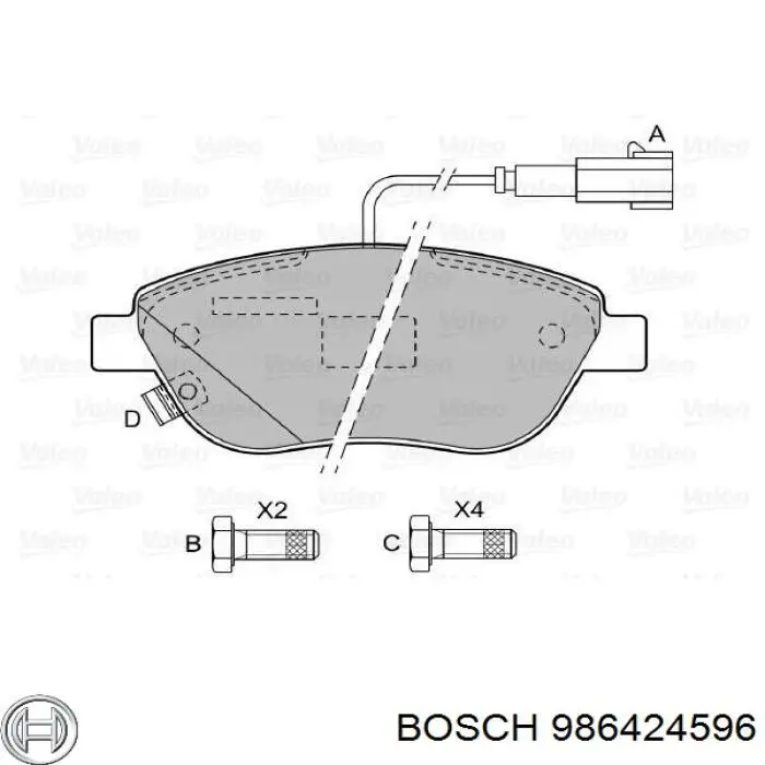986424596 Bosch Передні гальмівні колодки