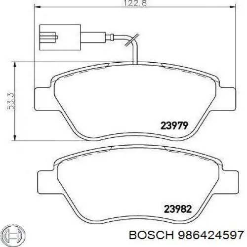 986424597 Bosch Передні гальмівні колодки
