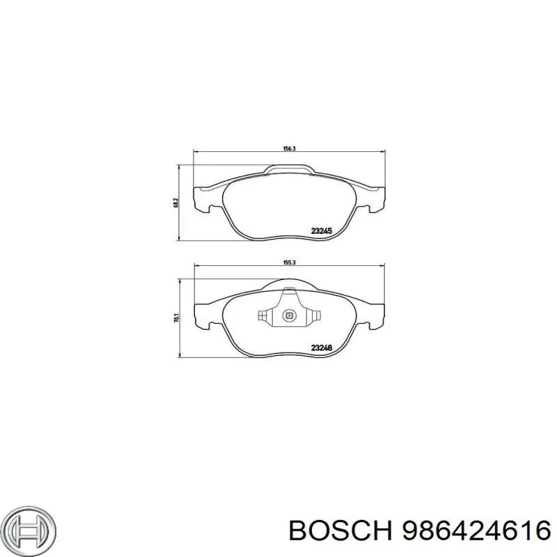Гальмівні колодки Bosch 986424616 ціна, від 25.63 USD