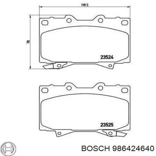 986424640 Bosch Передні гальмівні колодки