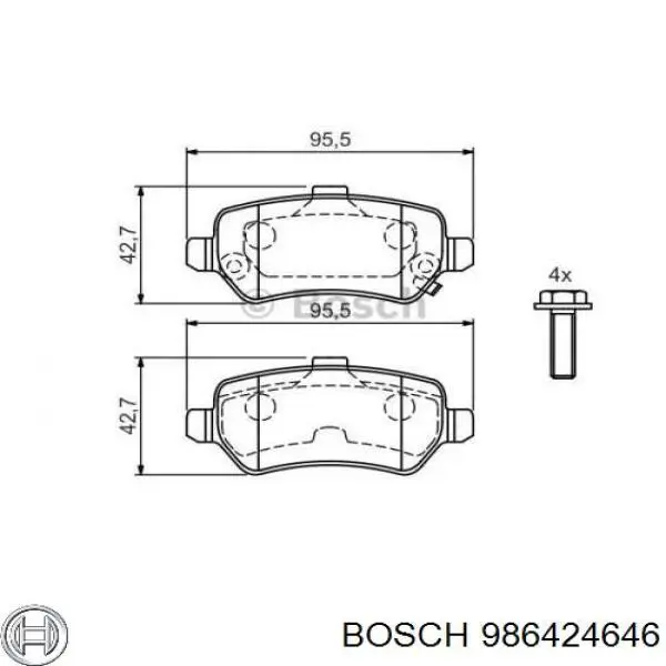 Задні гальмівні колодки 986424646 Bosch