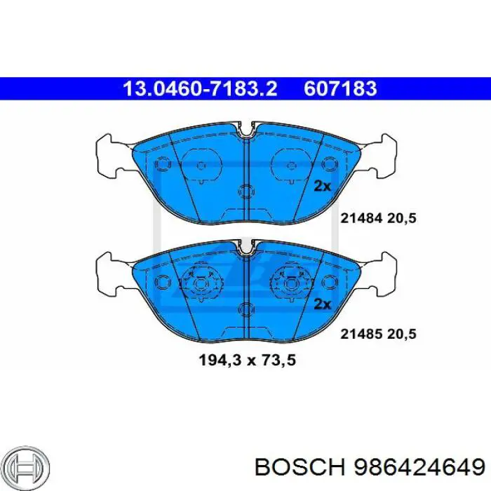 Гальмівні колодки Bosch 986424649 ціна, від 56.57 USD