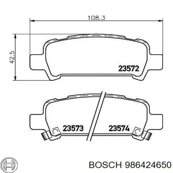 Купити 986424650 Bosch Задні колодки