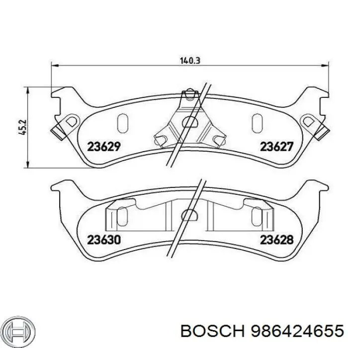 Задні гальмівні колодки 986424655 Bosch