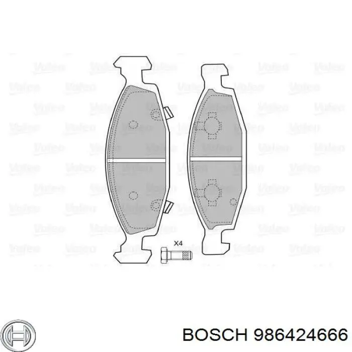 986424666 Bosch Передні гальмівні колодки