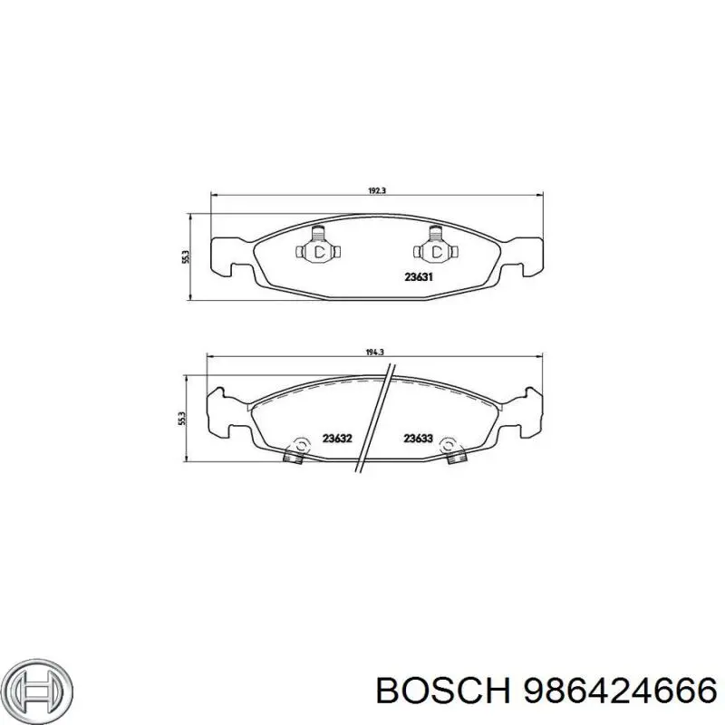Купити 986424666 Bosch Колодки гальмівні передні, дискові