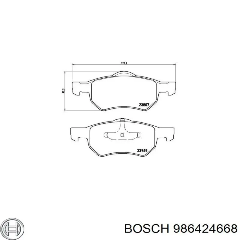 Купити 986424668 Bosch Колодки гальмівні передні, дискові