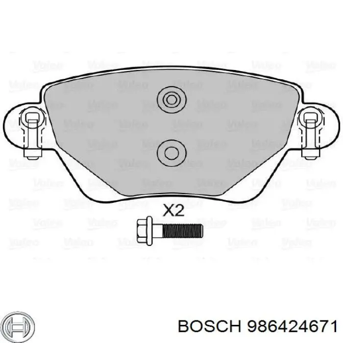 986424671 Bosch колодки гальмові задні, дискові