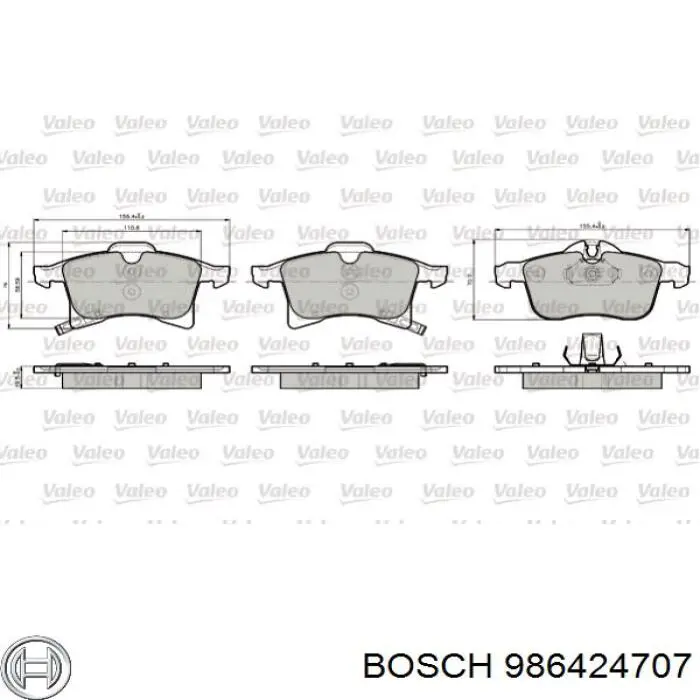 986424707 Bosch колодки гальмівні передні, дискові