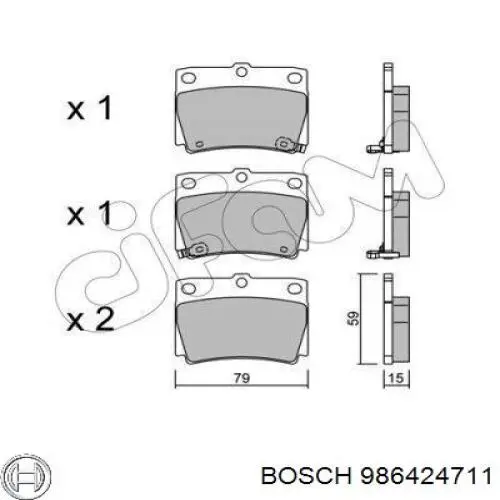 Задні гальмівні колодки 986424711 Bosch
