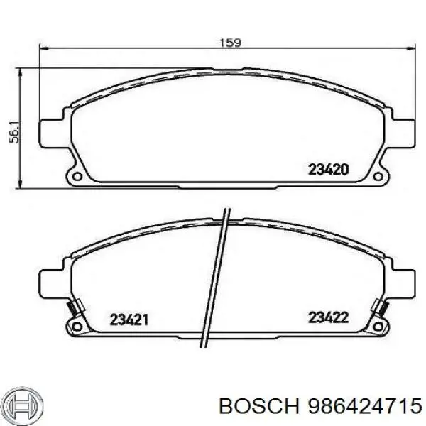 Купити 986424715 Bosch Колодки гальмівні передні, дискові