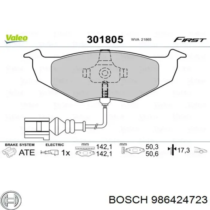 986424723 Bosch колодки гальмівні передні, дискові