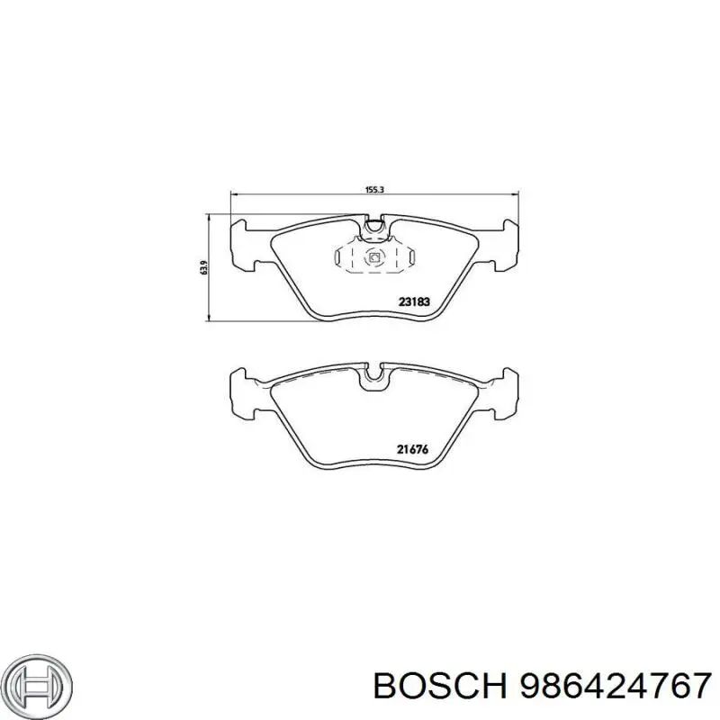 Купити 986424767 Bosch Колодки гальмівні передні, дискові