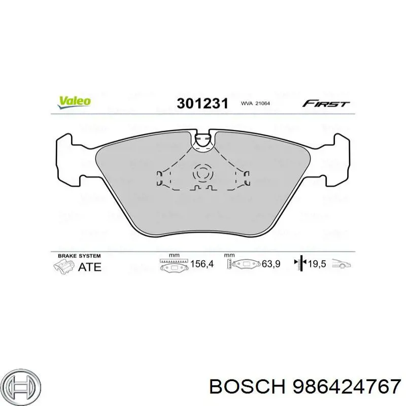 Гальмівні колодки Bosch 986424767 ціна, від 35.69 USD