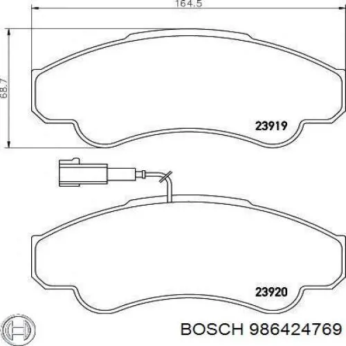 Гальмівні колодки Bosch 986424769 ціна, від 21.14 USD