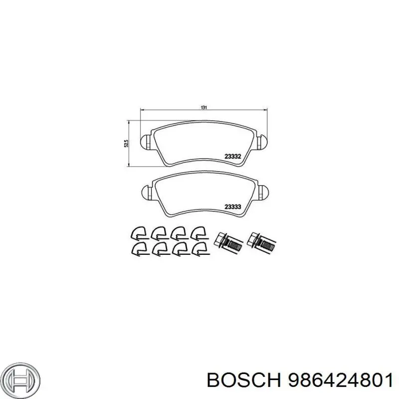 Колодки гальмівні передні, дискові 986424801 Bosch