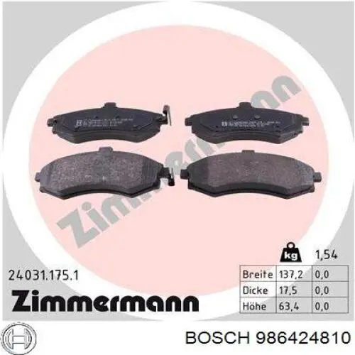 Гальмівні колодки Bosch 986424810 ціна, від 17.53 USD