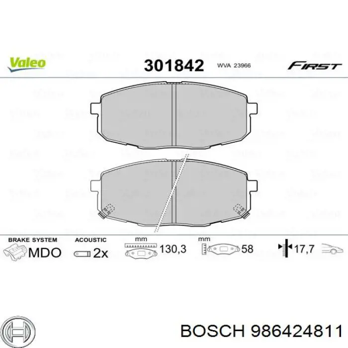 986424811 Bosch колодки гальмівні передні, дискові
