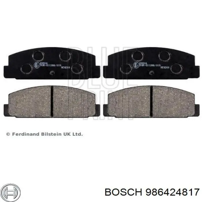 986424817 Bosch колодки гальмові задні, дискові