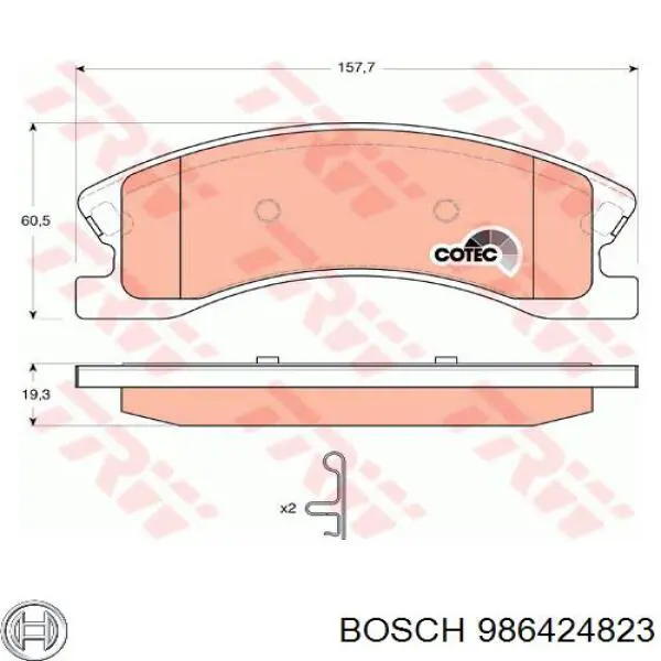 Передні тормозні колодки 986424823 Bosch