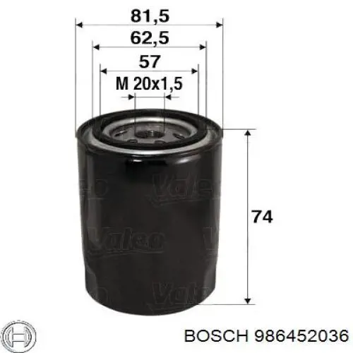 986452036 Bosch фільтр масляний