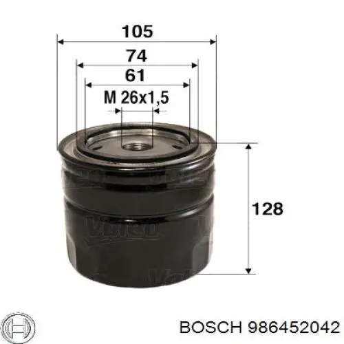986452042 Bosch фільтр масляний