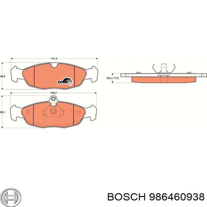 986460938 Bosch колодки гальмівні передні, дискові