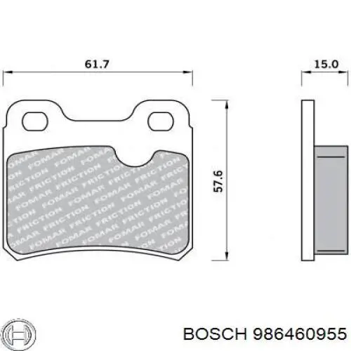 986460955 Bosch Колодки гальмівні задні, дискові