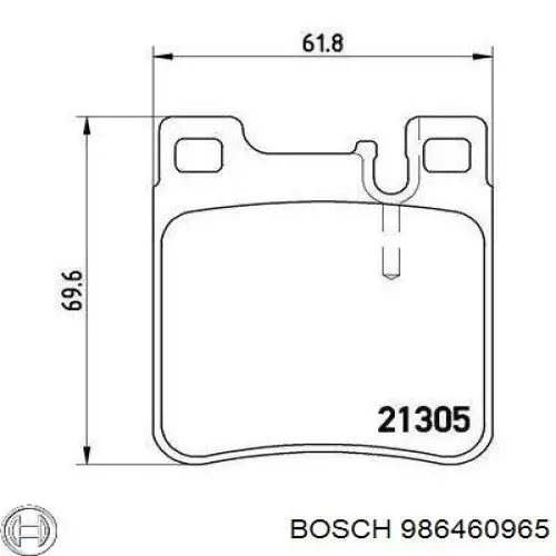 986460965 Bosch Колодки гальмівні задні, дискові