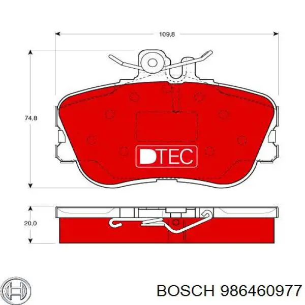 986460977 Bosch колодки гальмівні передні, дискові