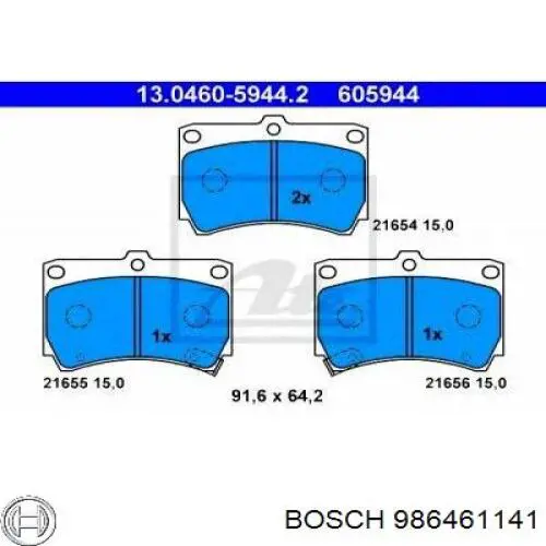 Гальмівні колодки Bosch 986461141 ціна, від 13.94 USD