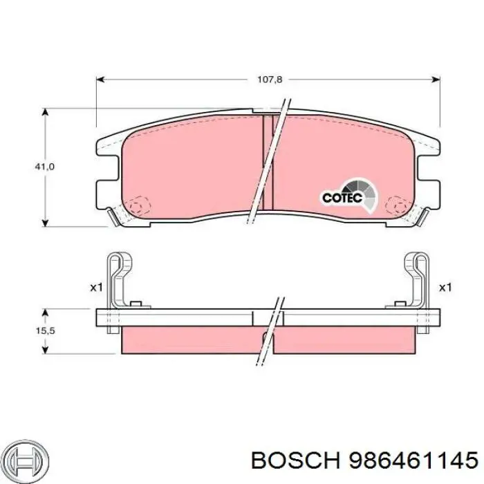 986461145 Bosch Колодки гальмівні задні, дискові