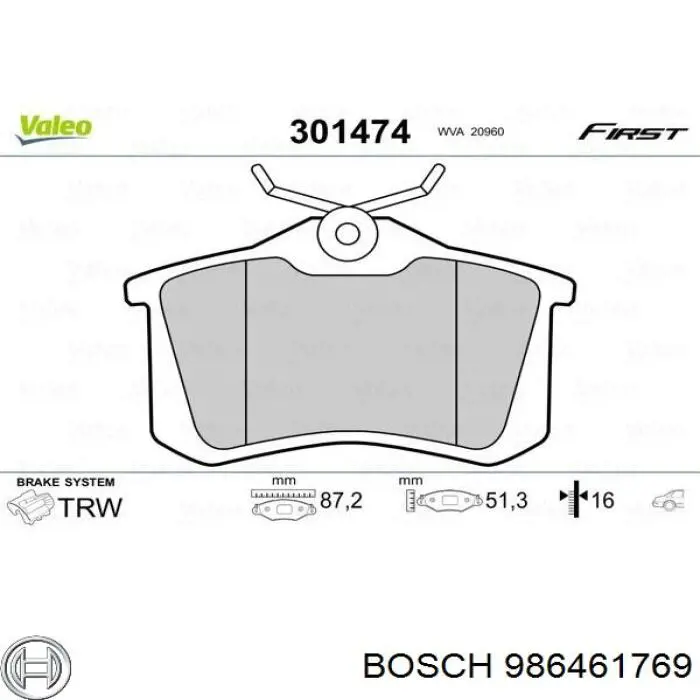 Задні гальмівні колодки Bosch 986461769 ціна, від 19.71 USD