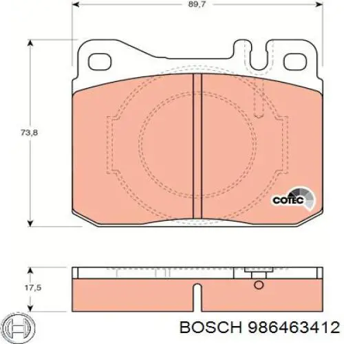 986463412 Bosch Передні гальмівні колодки