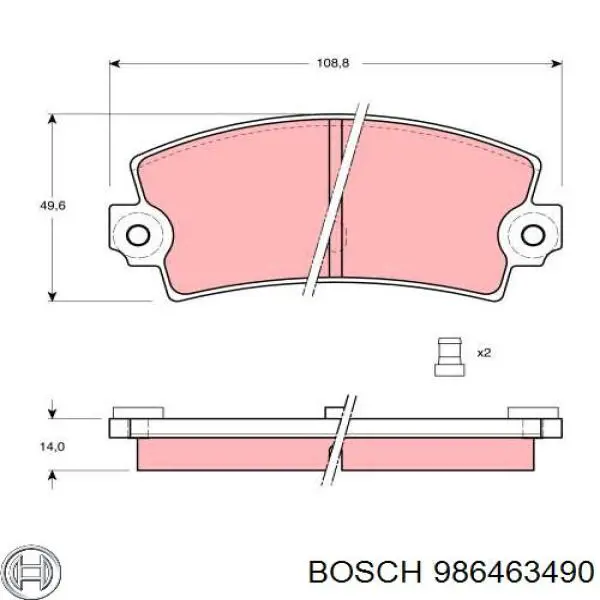 986463490 Bosch колодки гальмові задні, дискові