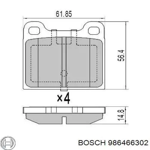 Задні гальмівні колодки Bosch 986466302 ціна, від 16.12 USD